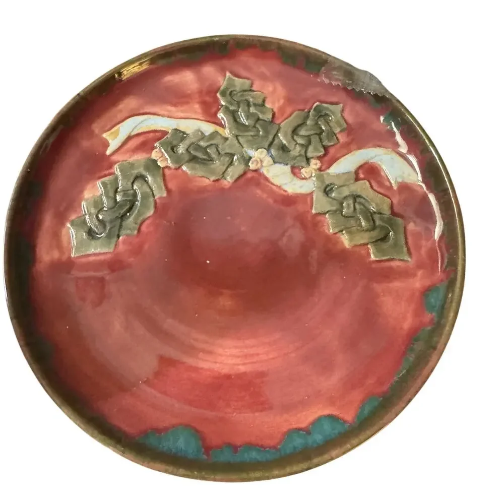 Pottery Plate Signed STK and Numbered 10/11 Holiday Decor by Simone Kilby